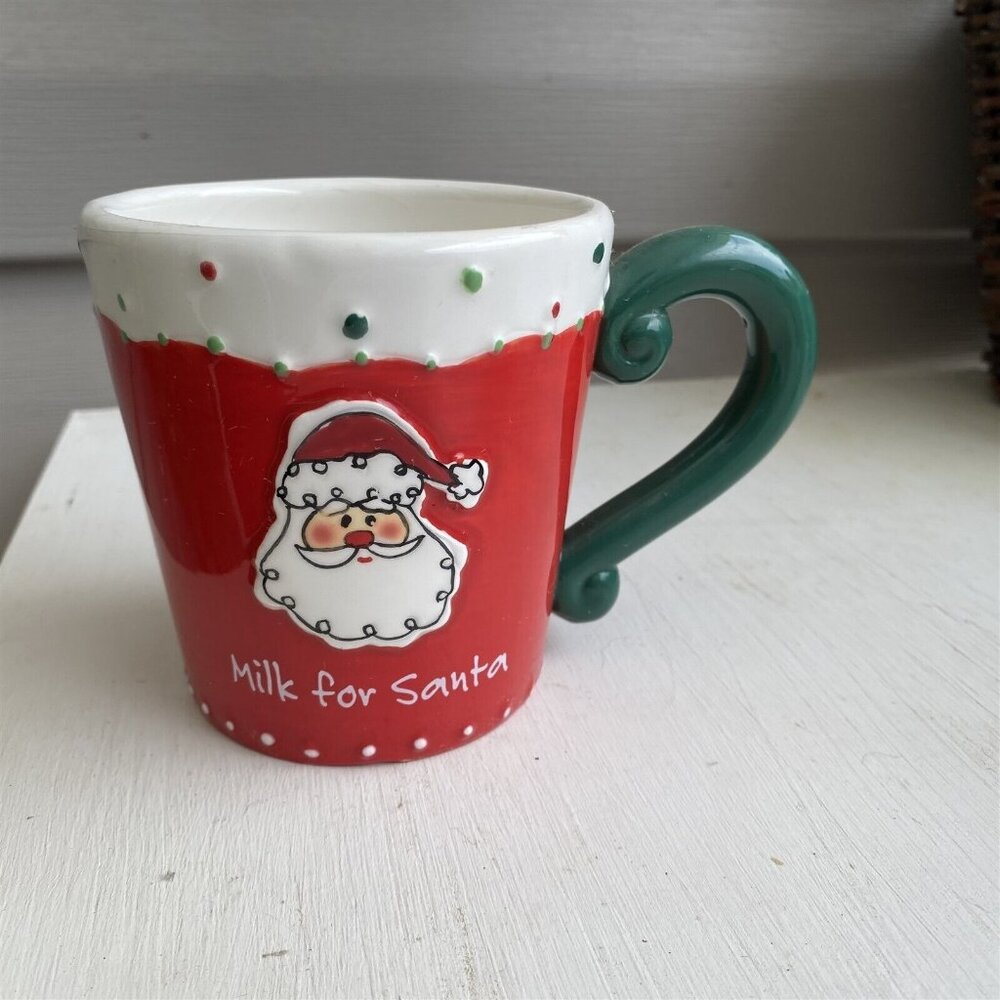 Vintage GANZ Milk for Santa Mug Red Green I've been so good inside Christmas